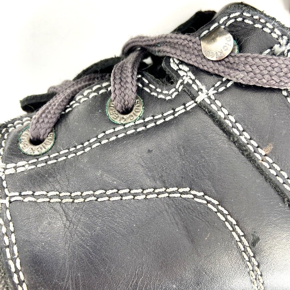 VTG Dickies Leather Lug Sole Shoes Black Womens Size 7 Genuine Grunge Speed Lace - Picture 11 of 16